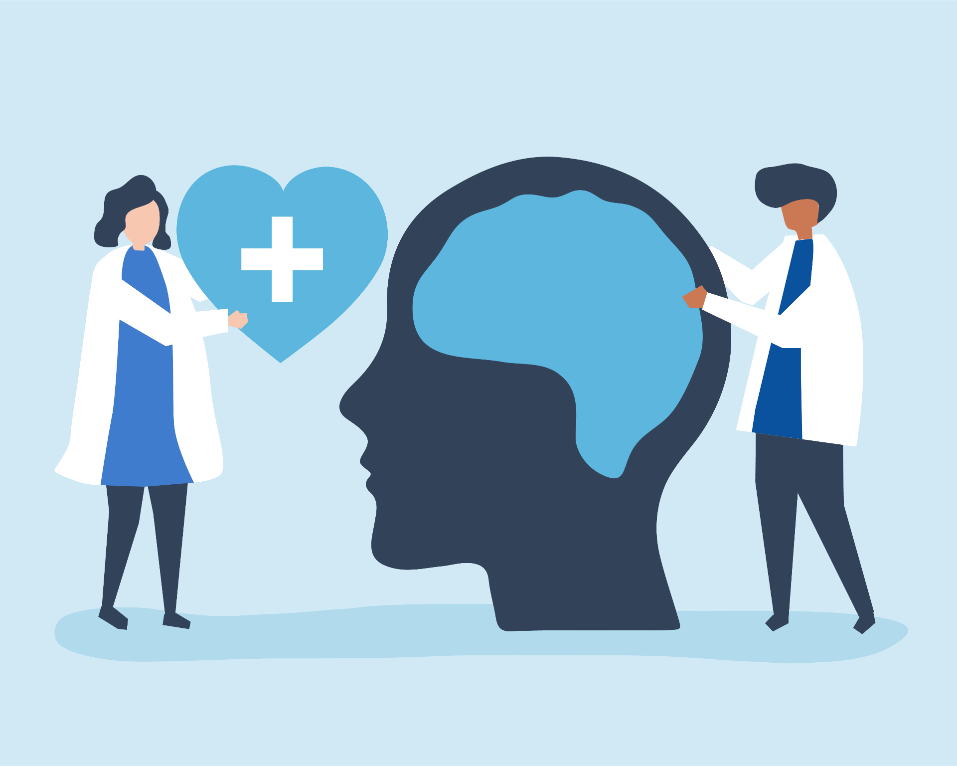 Illustration of doctors providing mental health support